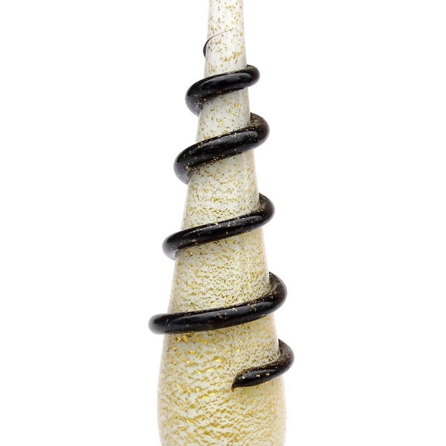 Mid-Century Modern Vintage Murano Barbini Vanity Jewelry Powder Box White Black Gold Flecks Spike Italian Art Glass Jar For Sale - Image 3 of 9