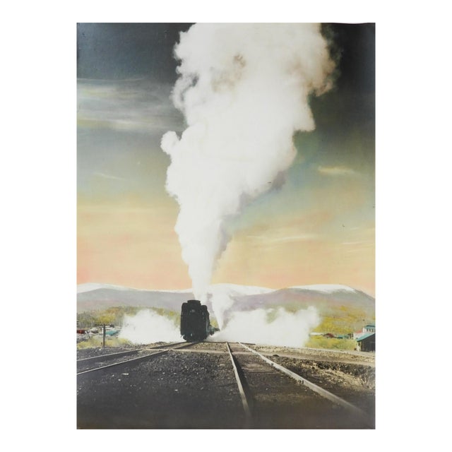 Early 20th Century Railroad and Train Tracks Colortone Photograph For Sale