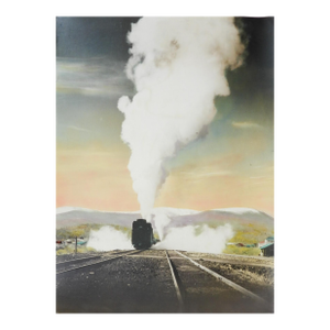 Early 20th Century Railroad and Train Tracks Colortone Photograph