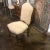 Hand carved Italian walnut Louis XV style side chair featuring a golden linen blend fabric upholstered back and seat. We...