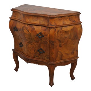 Italian Olivewood 2 Drawer Commode Chest For Sale