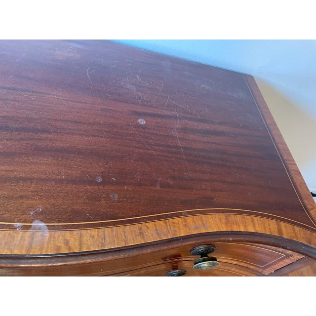 Antique Mahogany Serpentine Chest of Drawers With Satinwood Inlay For Sale - Image 10 of 10