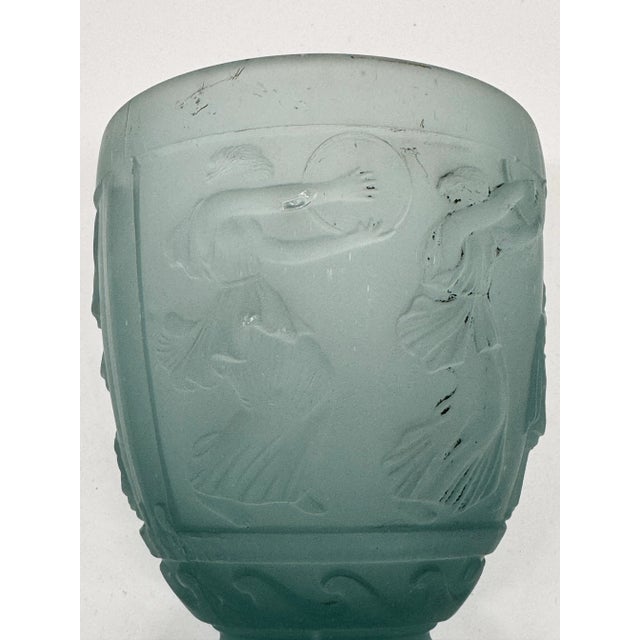 Aqua Antique Georges De Feure Signed Glass Vase - Aquamarine Frosted Color For Sale - Image 8 of 11