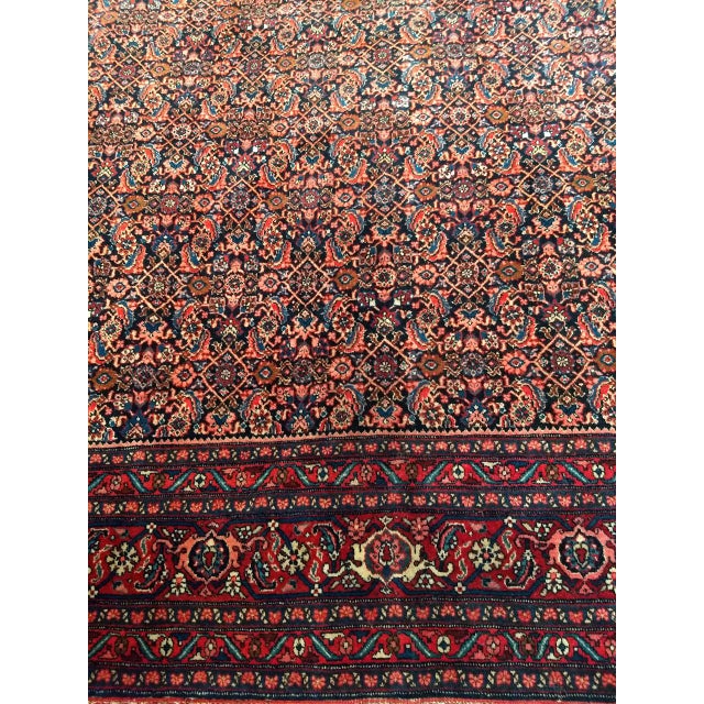 Vintage Bidjar Rug, Hand-Knotted Wool, All-over Herati Geometric Pattern, Navy & Rust-Red,9x12 For Sale - Image 10 of 16