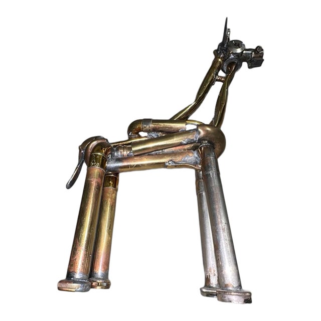 One-of-a-Kind Giraffe Sculpture Handcrafted From Vintage Trumpet Parts For Sale
