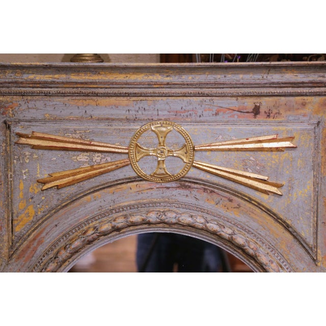 Pair of Early 20th Century French Louis XVI Revival Painted Wall Trumeau Mirrors For Sale - Image 4 of 10