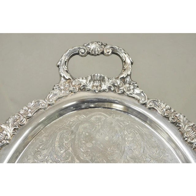 Silver Vintage Epca Bristol Silver by Poole 73 16 Silver Plated Oval Platter Bar Tray For Sale - Image 8 of 11