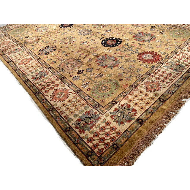 2010s Camel Color Fine Hand Knotted Sultananad Rug 9'11'' X 13'5'' For Sale - Image 5 of 10