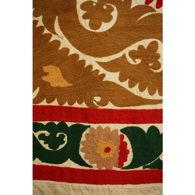 Coffee Suzani Wall Decor - Tribal Tapestry 4'9'' X 5'2'' For Sale - Image 8 of 9