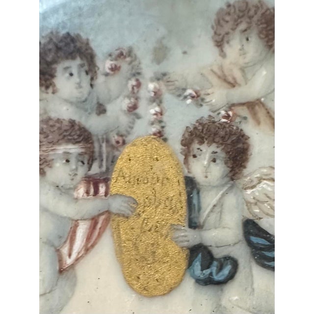 19th Century Neoclassical Miniature Painting Pair in Original Ebonized Frames & Glass, Circa 1850, Paris For Sale - Image 9 of 12