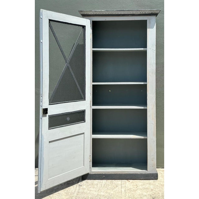 Vintage French Distressed Metal and Wood Cabinet For Sale - Image 17 of 18
