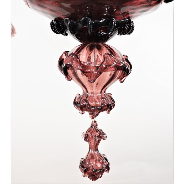 Mid 20th Century Large Mid-Century Aubergine Murano Chandelier in the Manner of Ercole Barovier For Sale - Image 5 of 16