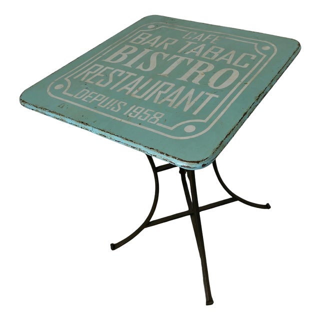 Vintage French Enamel Bistro Table, 1950s For Sale