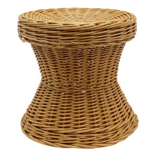 Mid-Century Modern Rattan Stool with Storage Space, Italy, 1960s For Sale