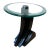Karl Springer Style Black Lacquer Pedestal Side Table With Glass Top For Sale