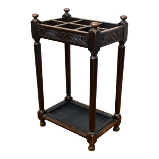 Early 20th-Century English Oak Umbrella & Stick Stand For Sale