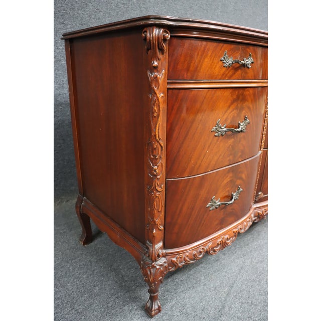 Mid 20th Century Mid 20th Century Mahogany Serpentine Front Dresser With Claw & Ball Feet For Sale - Image 5 of 13