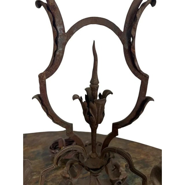 Pair of Hand-Forged Wrought Iron Lamps, Spanish Revival Style, Spain For Sale - Image 4 of 8