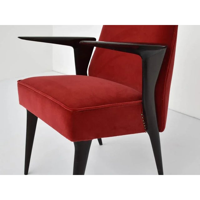 Black Set of Armchairs with Sculpted Armrest by Vittorio Dassi for Dassi Mobili Moderni, Italy, 1950 For Sale - Image 8 of 10