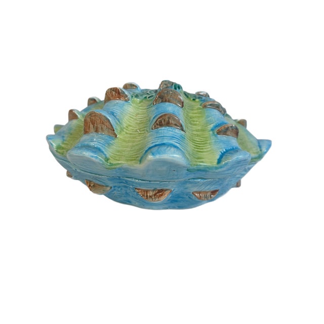 Italian 1980’s Vintage Italian Ceramic Seashell Trinket Box For Sale - Image 3 of 6