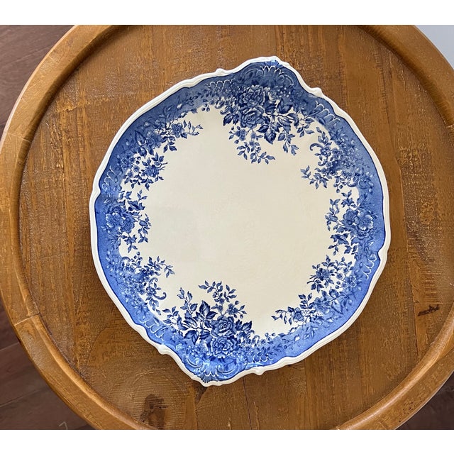 Villeroy & Boch Vintage Villeroy & Boch Fides Blue & White Porcelain Platter Saar Economic Union Era (1947-1956). Mettlach France Marked For Sale - Image 4 of 8