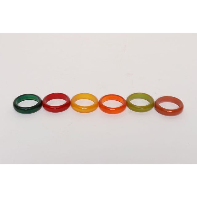 Art Deco 1930s Art Deco Multi-Color Bakelite Napkin Rings - Set of Six For Sale - Image 3 of 16