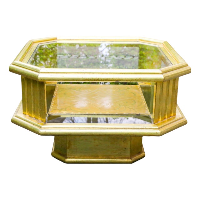 Vintage Octagonal Brass Coffee Table by Rodolfo Dubarry, 1970s For Sale