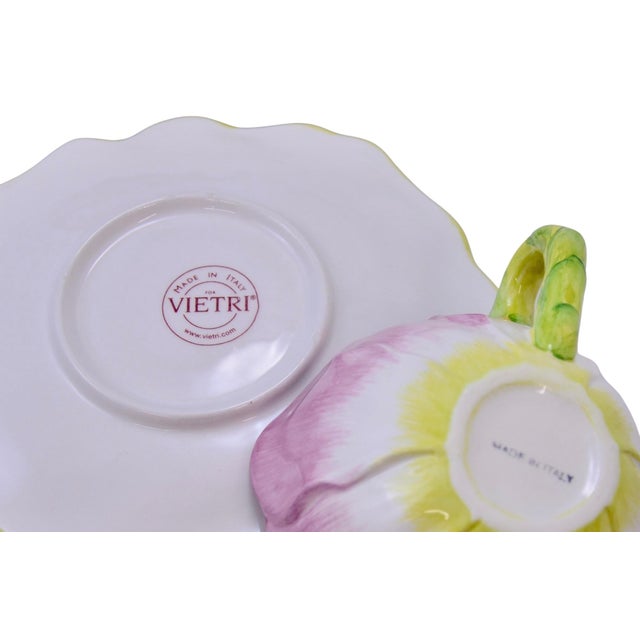VIETRI Italian Water Garden Cups & Saucers - Pair For Sale - Image 4 of 4