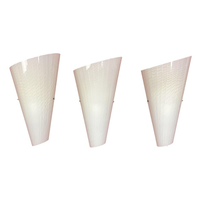 Large Murano Glass Wall Lamps, 1980s, Set of 3 For Sale