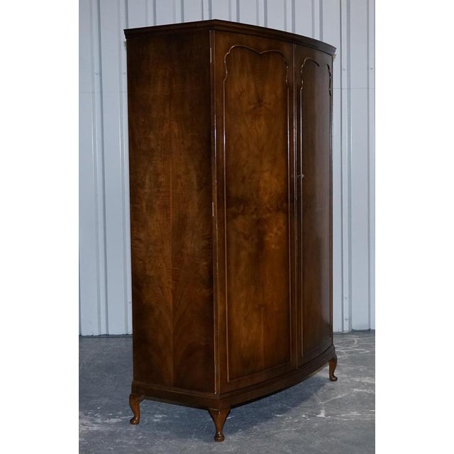 English Art Deco Walnut Double Wardrobe with Queen Anne Legs, 1920s For Sale - Image 10 of 18