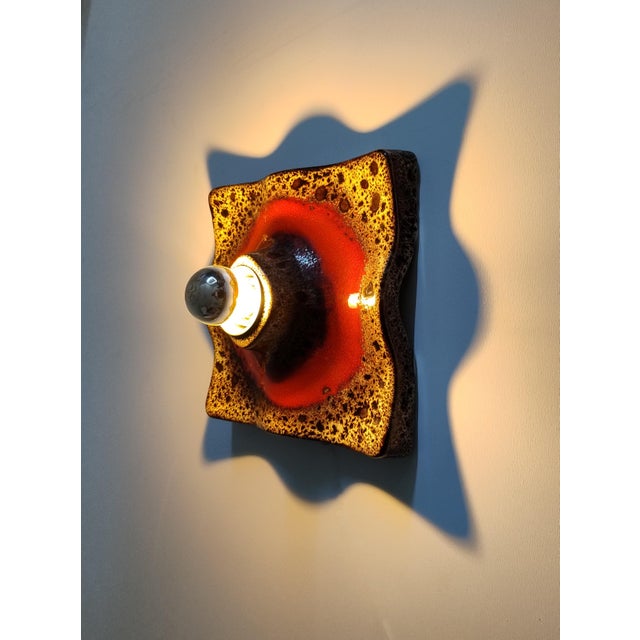 Mid-Century Modern Fat Lava Ceramic Wall Light from Hustadt Leuchten, 1960s For Sale - Image 4 of 11