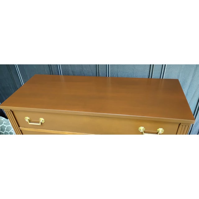 Mid Century Traditional Tallboy Dresser Attributed to Kindel Furniture. For Sale - Image 9 of 9