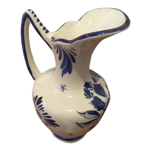 Vintage Delft Blue / White Floral Pitcher