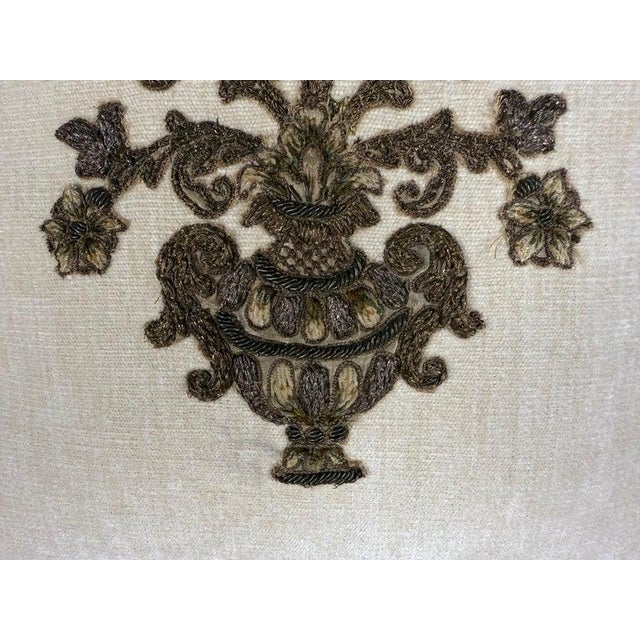 Textile Pair of Custom Velvet Pillows With 19th-Century French Metallic Appliqués For Sale - Image 7 of 12