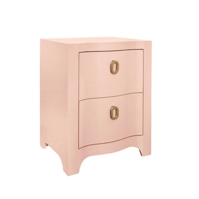 Contemporary Matthew Izzo Home Helena Pink Textured Linen Two Drawer Side Table For Sale - Image 3 of 8