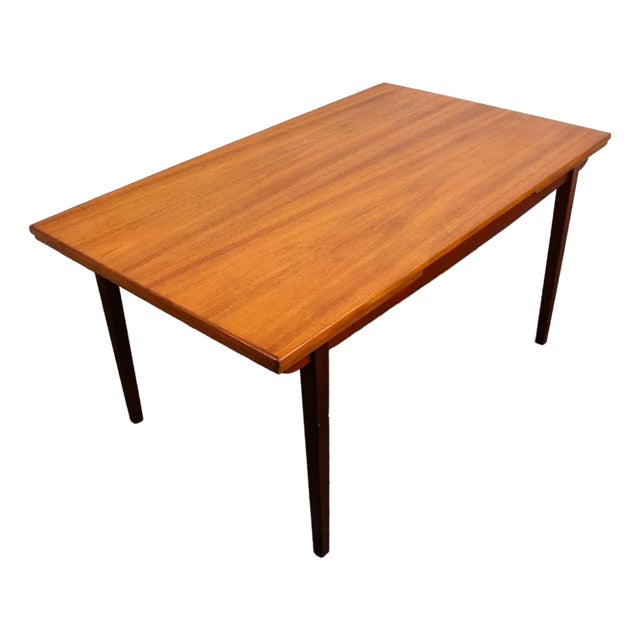 Mid Century Danish Modern Dining Table Denmark Teak Wood Extension Draw Leaf Nm For Sale