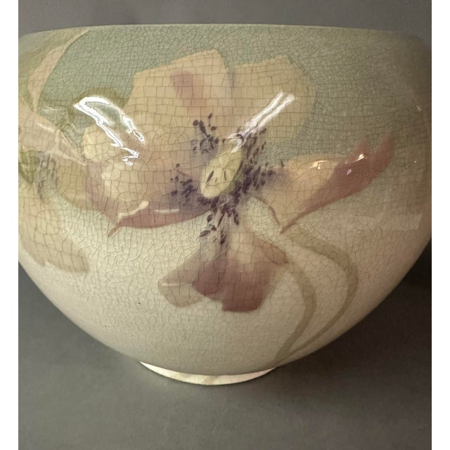 Ceramic 1900s Weller Etna Hand Painted Floral Decorated Art Pottery Jardiniere For Sale - Image 7 of 12