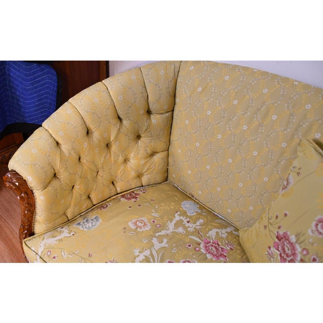 Vintage French Style Carved Mahogany Living Room Sofa / Couch For Sale - Image 10 of 15