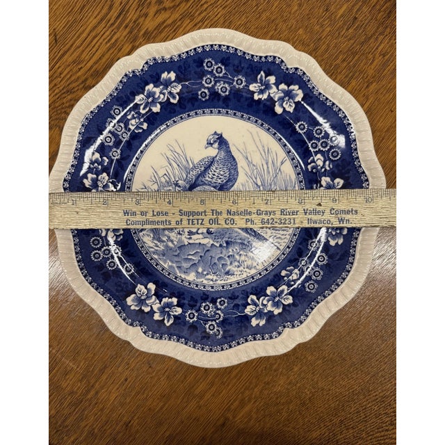 Ceramic Early 20th Century Spode Pheasants Blue & White Transferware Plate Copeland #6 For Sale - Image 7 of 7