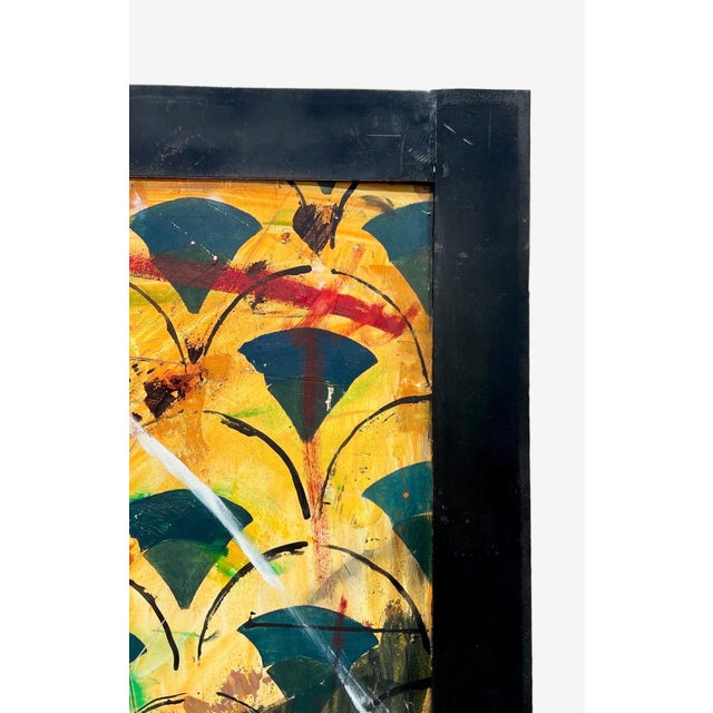 Abstract Yuval Shaul, Large Israeli Abstract Pattern & Decoration Oil Painting Yuval Shaul Steel Frame For Sale - Image 3 of 13
