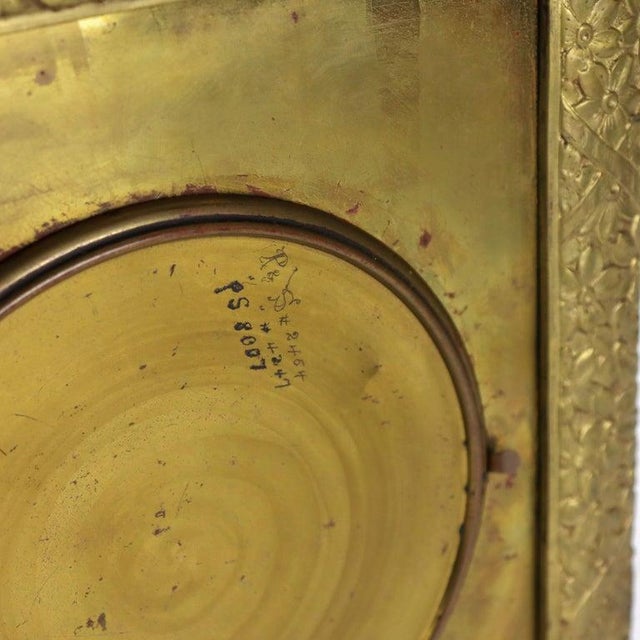 Metal Aesthetic Mixed Metal Bronze & Copper Figural & Floral Mantle Clock C1880 For Sale - Image 7 of 14