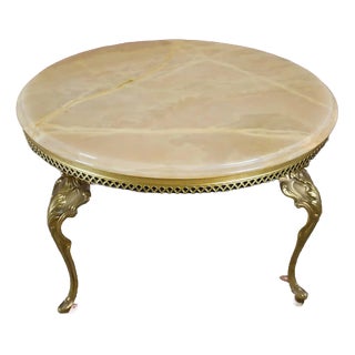 Round Coffee Table with Onyx Top For Sale