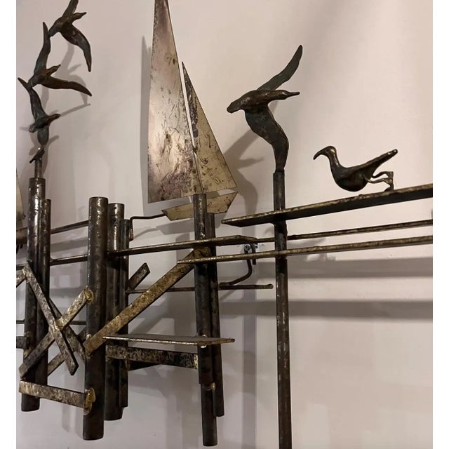 Curtis Jere Curtis Jere Sailboats and Dock Wall Sculpture Signed Mid-Century Modern For Sale - Image 4 of 6