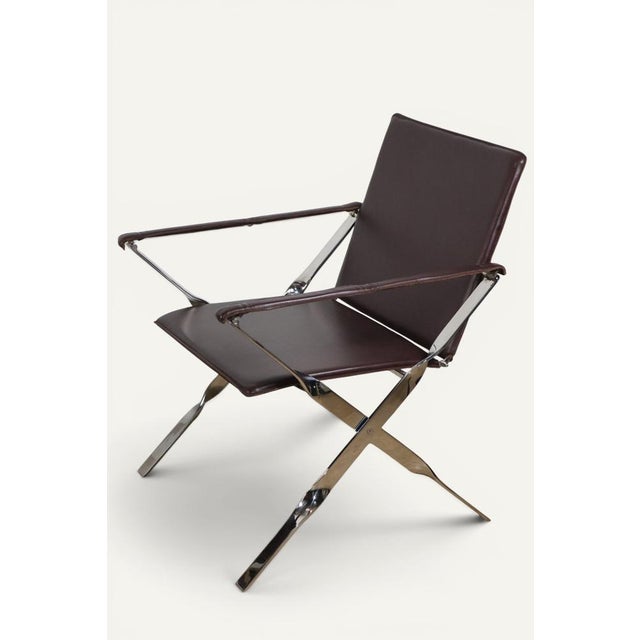 1970s Leather and Chrome-Plated Metal Armchairs, Italy, 1970, Set of 2 For Sale - Image 5 of 18