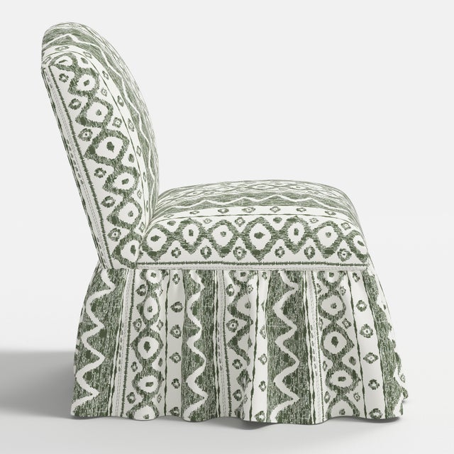 Not Yet Made - Made To Order Ashburn Ruffle Slipper Chair in Linny Ikat Sage For Sale - Image 5 of 7