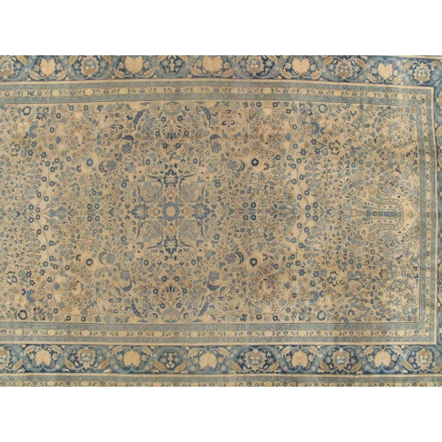 Antique Mashad Persian Weave Blue, Beige & Taupe Rug For Sale - Image 4 of 12