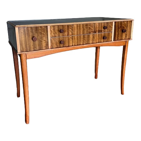 Walnut Cane and Bamboo Dressing Table by Vesper, 1950s For Sale