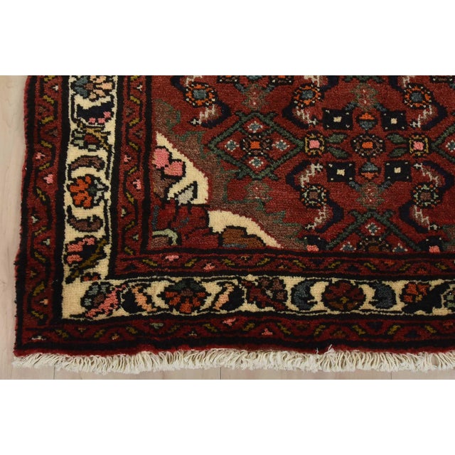 Hamedan Runner 2’7” X 9’4” Red Wool Vintage Tribal Hand-Knotted Rug For Sale - Image 10 of 13