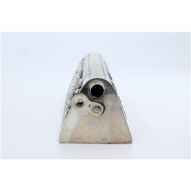 Toothpick Holder in Silver Relief For Sale - Image 5 of 11