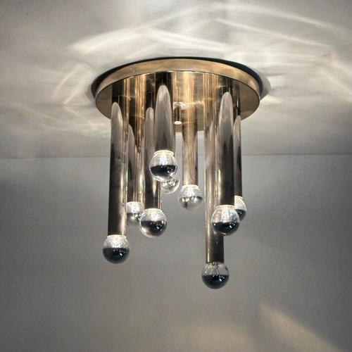 Brass Model 2165 Ceiling Lamp by S.A. Boulanger, 1970s For Sale - Image 6 of 10